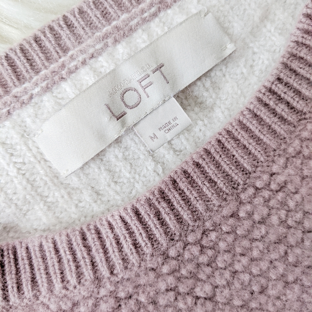 LOFT Colorblock Chunky Wool Knit Top Size Medium - Picture 4 of 6